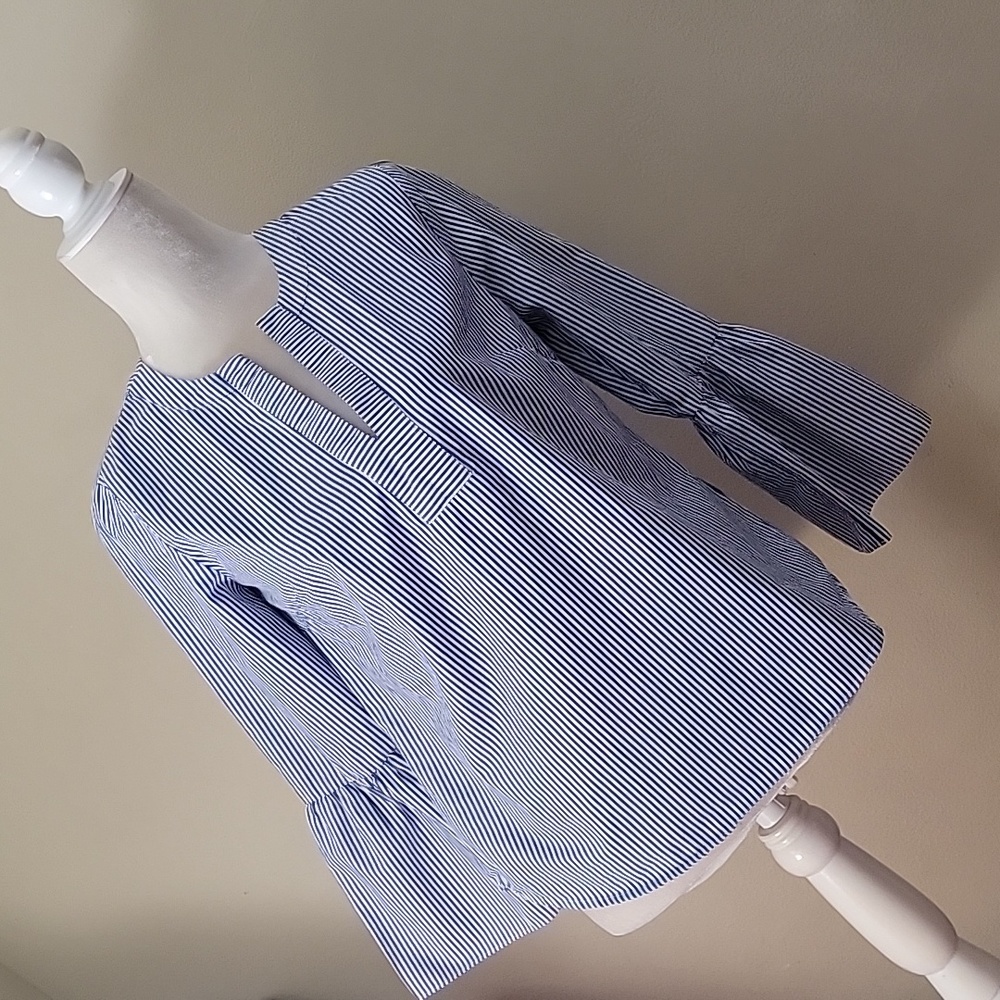 J Crew Blouse Blue Striped